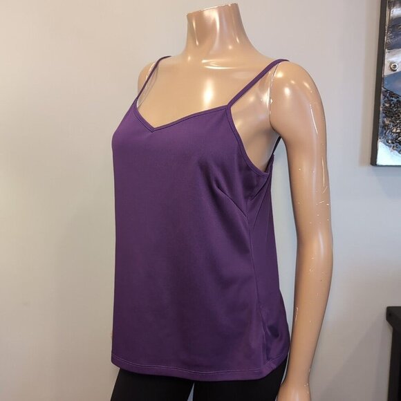 3/$20 Florentine Cami Tank Top Womens Large Royal Purple Vneck Stretchy Slip - Picture 4 of 10